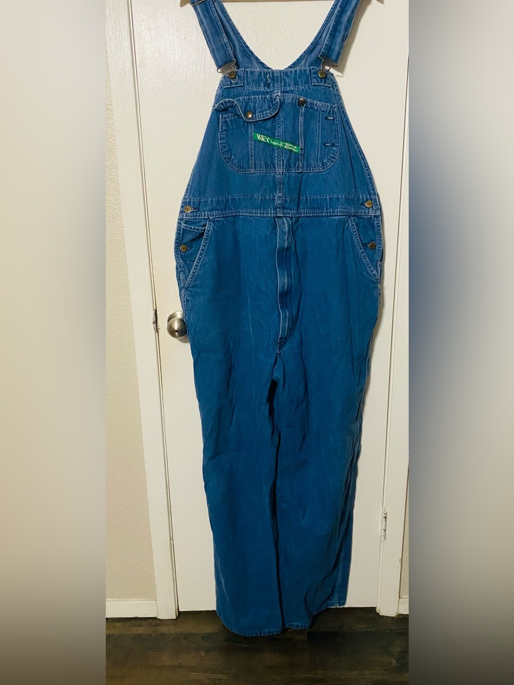 Key  Men's Blue Denim Overalls Jeans